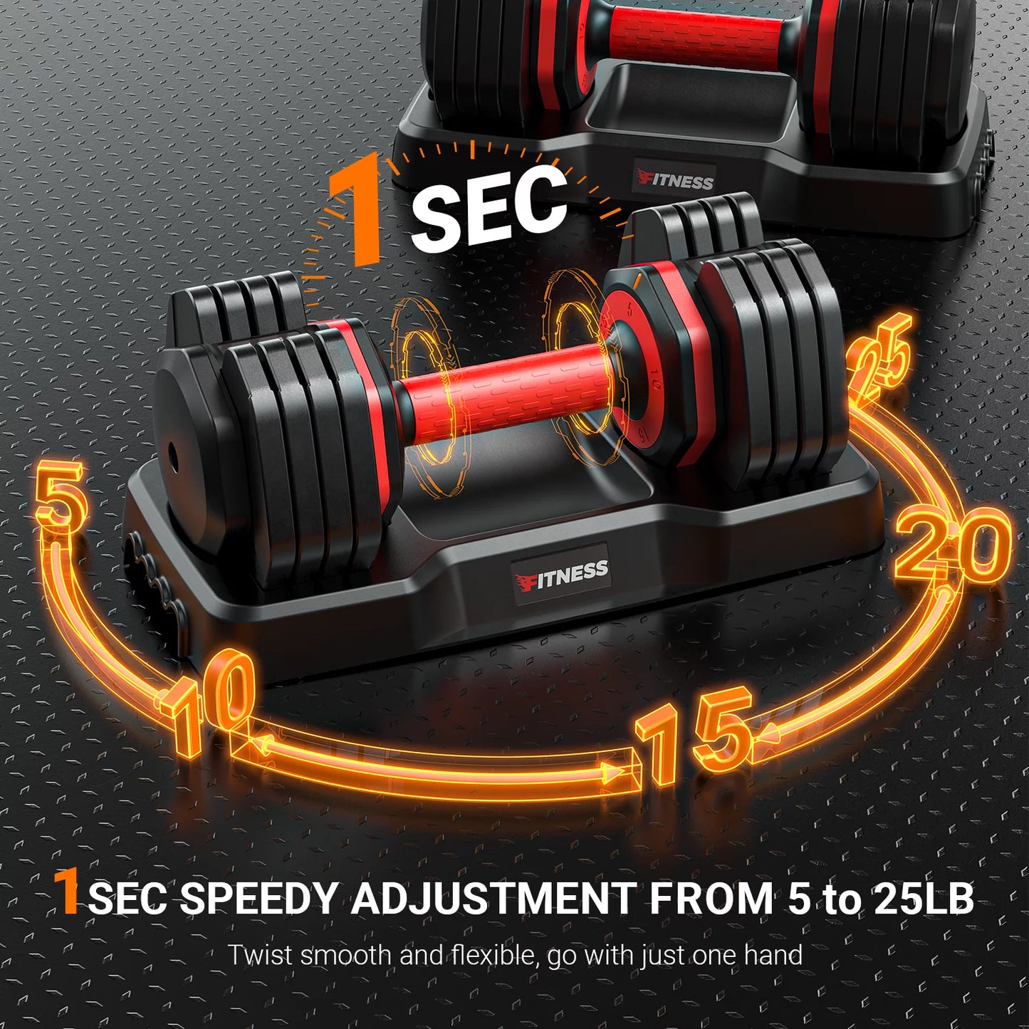 50Lb(25Lb*2) 5 in 1 Adjustable Dumbbells 25LB Set of 2 Adjustable Free Weights Plates and Rack - Hand Weights for Women and Men - Adjust Weight for Home Gym Full Body Workout Fitness